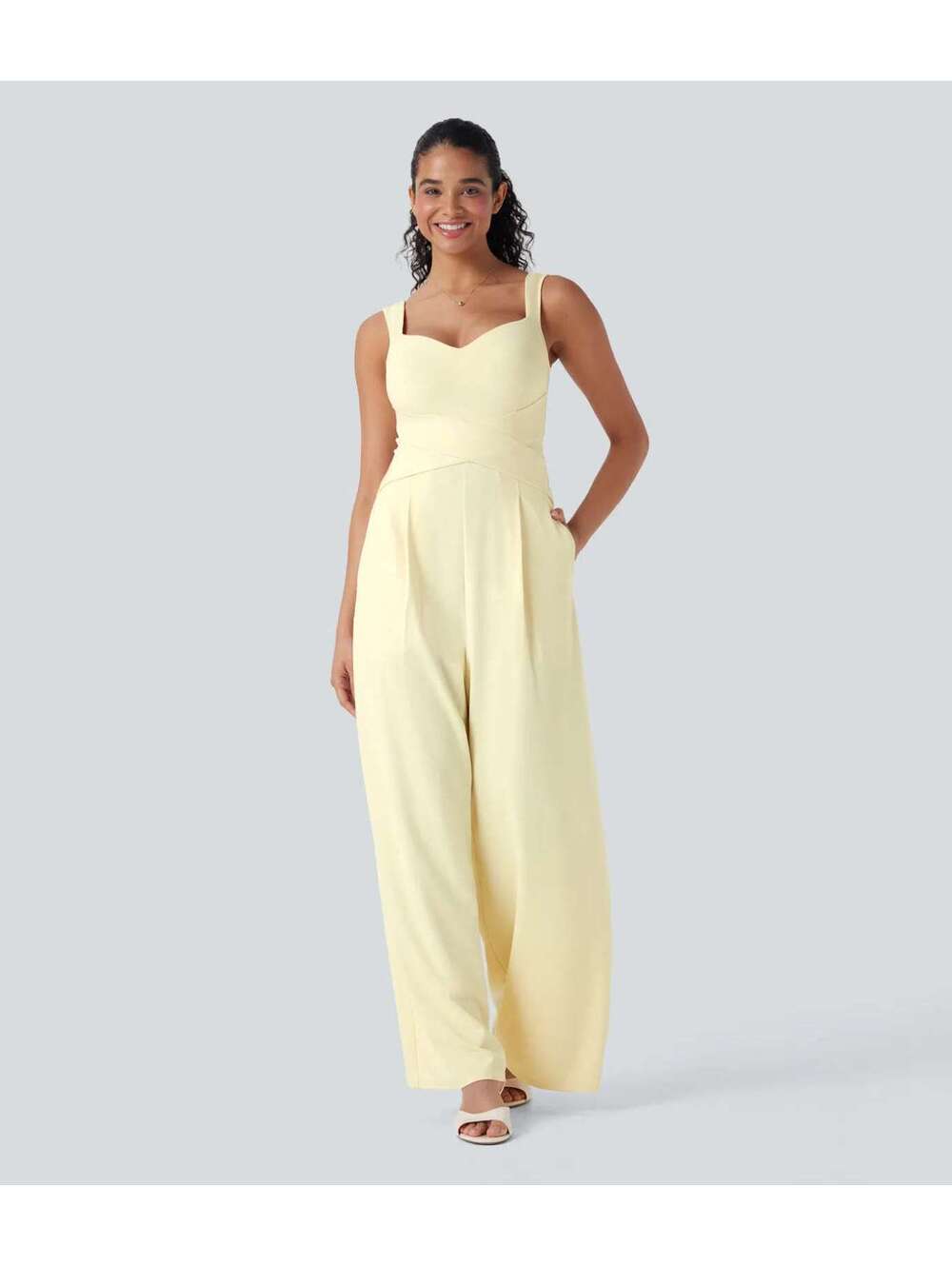 HALARA U Back Sleeveless Casual Jumpsuit with Pockets- Size L Reg